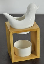 Load image into Gallery viewer, White Ceramic Bird And Bamboo Tea Light Burner
