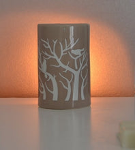 Load image into Gallery viewer, Birds And Trees Ceramic Tea Light Burner - Nude/White
