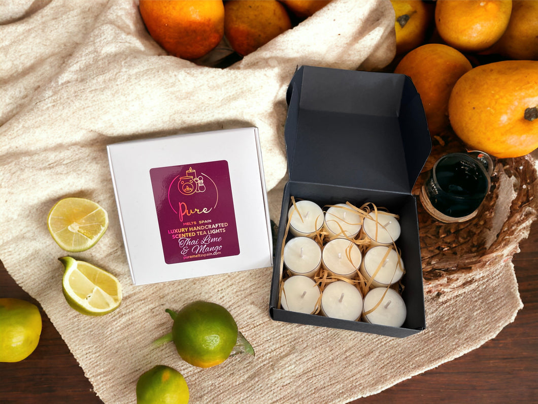 Thai Lime & Mango scented Tea Light Candles (pack of 9)